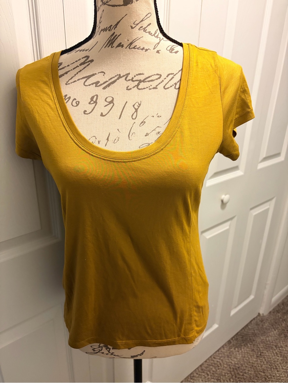Anthropologie Mustard Scoop Neck Short Sleeve Tee